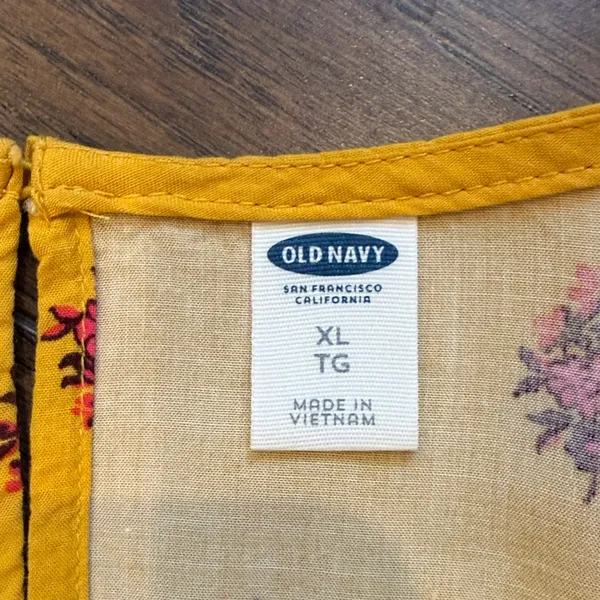 Women’s Old Navy Yellow Patterned Long Sleeve Shift Dress - Size XL C15-006 - Image 3