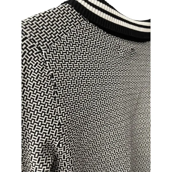 Anthropologie Maeve Preppy Black/White Cropped Plunging Polo Cardigan Size Small - Image 12