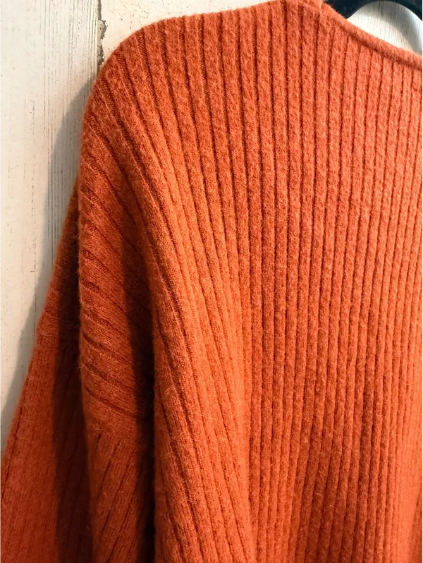 Madewell XS Burnt Orange Merino Wool Alpaca Ribbed Button Cardigan - Image 10