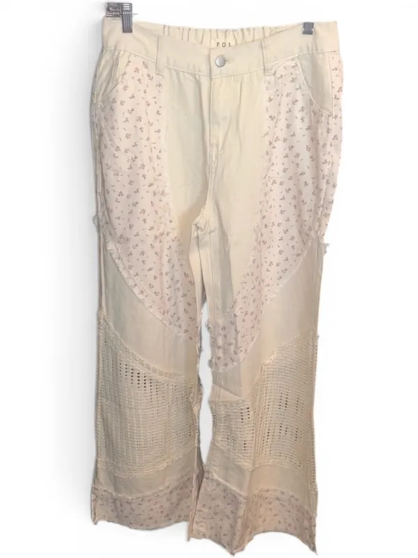 POL Med. Cream Floral Wide Leg Pants - Image 2