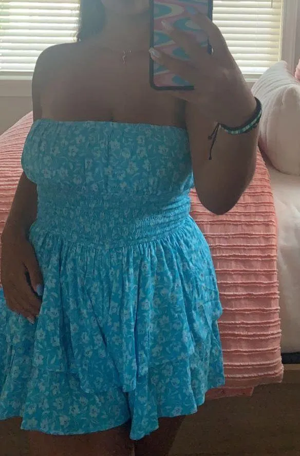 Sky to Moon Dress Floral Blue - Image 4