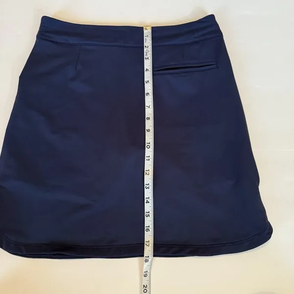Peter Millar 18” Skort Sz XS Petal Hem Navy Blue Golf Tennis Skirt PullOn UPF50+ - Image 8