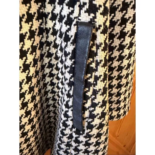 Vintage Apt. 9 Black White Houndstooth Lined Wool Blend Coat READ Size Large (64 - Image 11