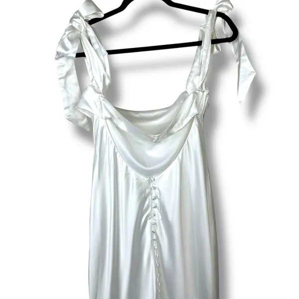 NEW Lulus Lux Bridal Eternally Loved Cutout Satin Off-the-Shoulder Wedding Dress - Image 9