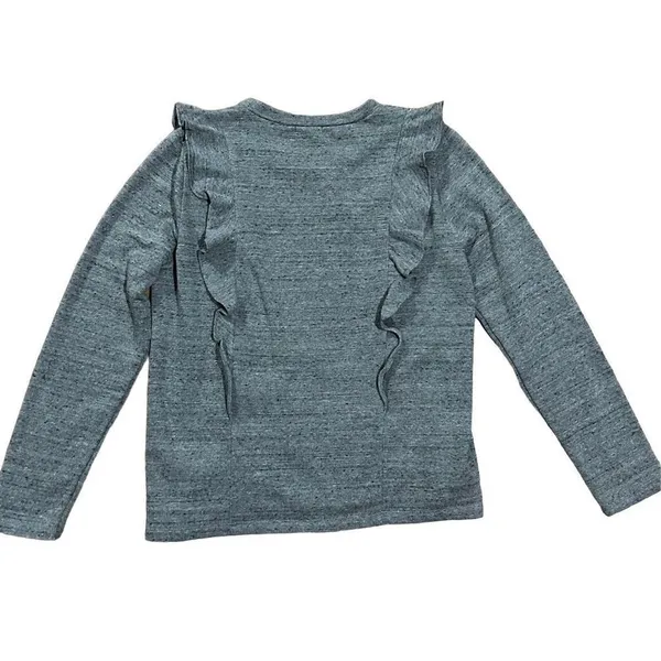 J. Crew Mercantile ruffled sweatshirt pullover‎ grey speckled sz medium - Image 2