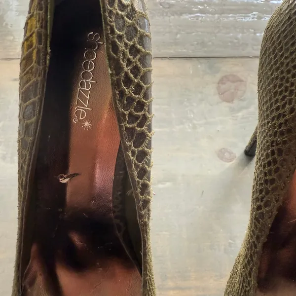 Shoedazzle Green Marisol Snakeskin Heels Sz 9 - Image 4