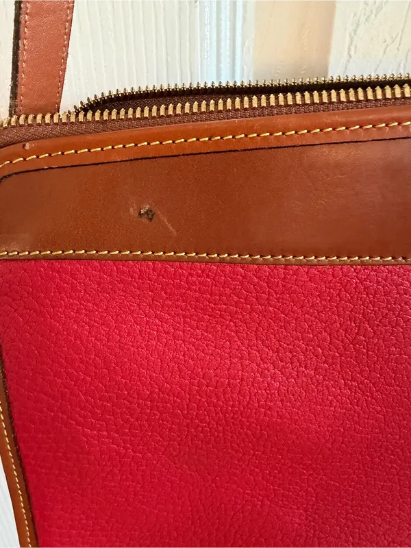 Dooney & Bourke Vintage Leather Crossbody Red/Brown - Image 3
