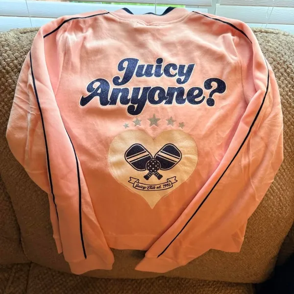 Medium Juicy Couture Velour Track Jacket Pink Navy Piping Juicy Anyone - Image 3