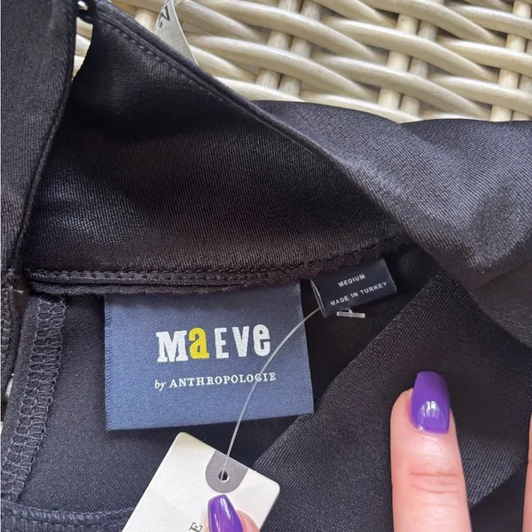Maeve NEW WITH TAGS Black Deep V Dress medium minimalist‎ classic workwear - Image 10