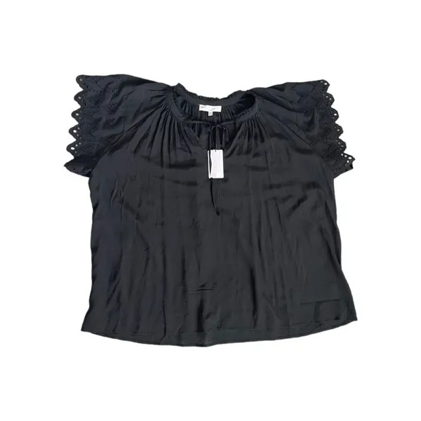Chelsea & Theodore Blouse NWT eyelet sleeve 3X Black Casual Lace Coquette - Image 2