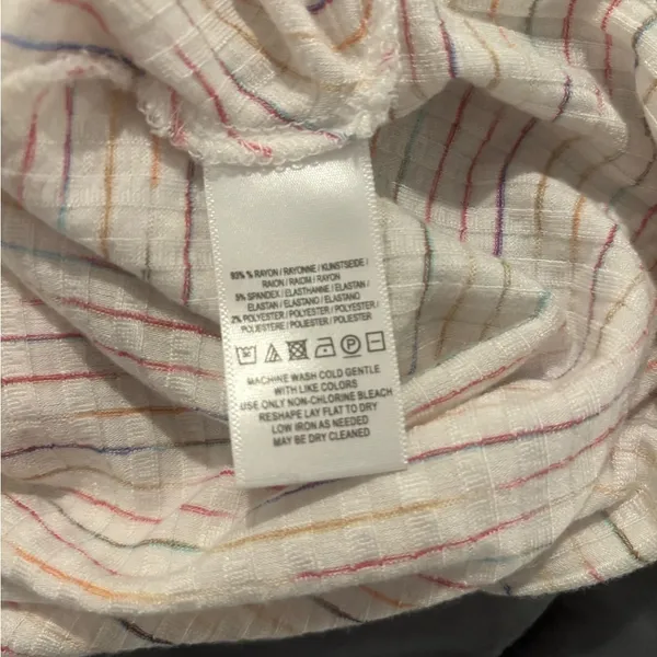 Maeve from Anthropologie White and Rainbow Striped Shirt Size Small. - Image 7