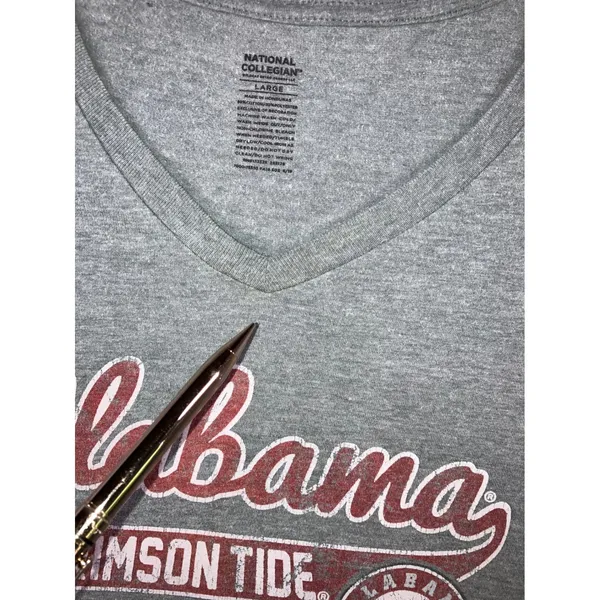 Alabama Crimson Tide T-Shirt Women L V-Neck Gray Graphic NCAA Grunge 90s Sporty‎ - Image 3