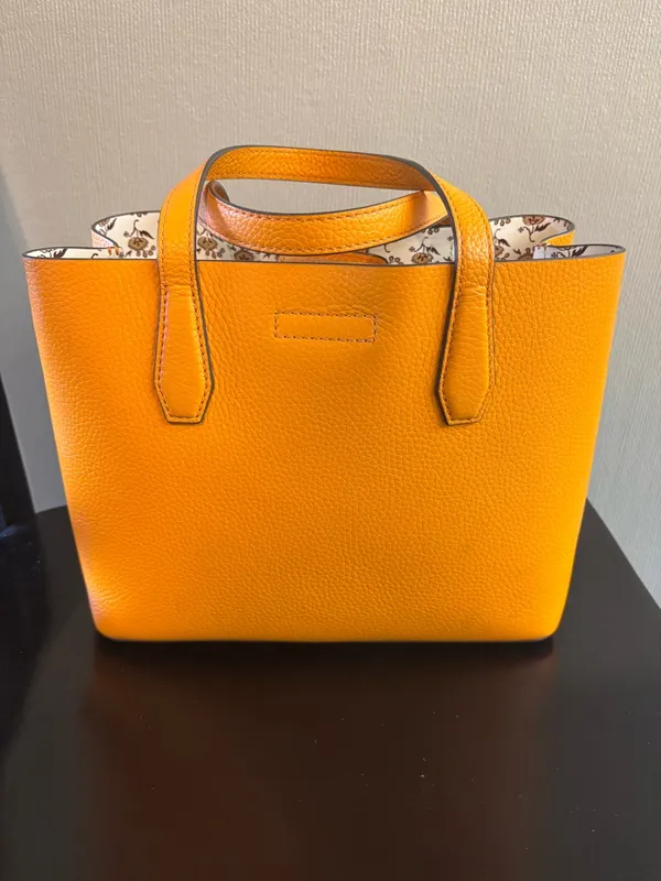 Tory Burch Bright Yellow Pebbled Leather Mini Tote with Strap - Image 4