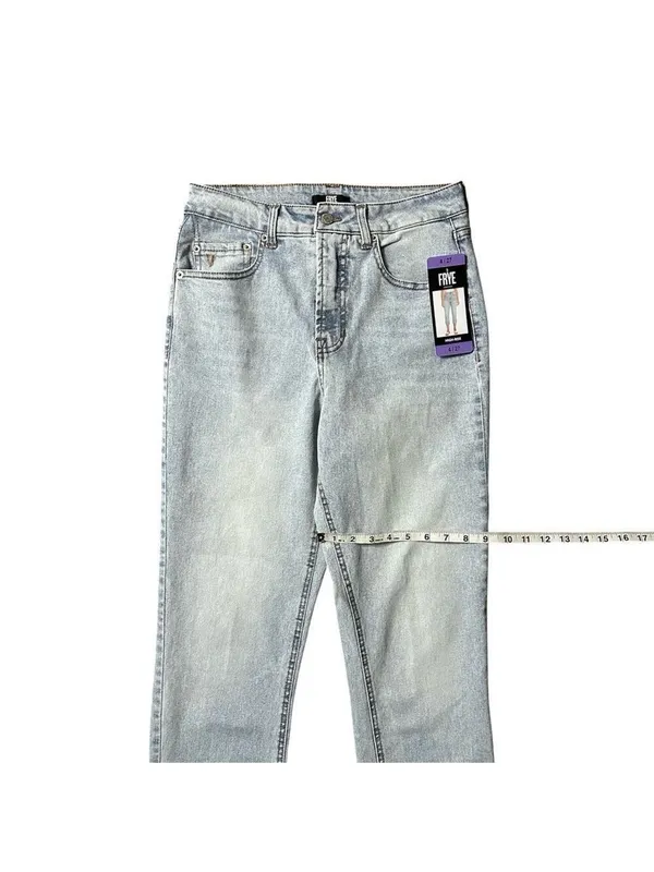 FRYE High Rise Straight Leg Relaxed Fit Cuffed Uncuffed Jean Blue Denim Sz 4/27 - Image 12