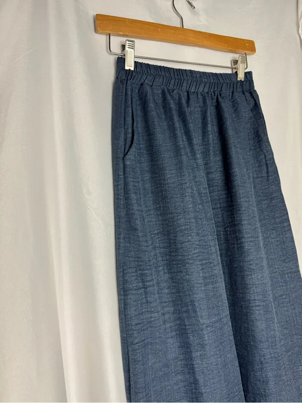 Women's Navy Blue Asymmetric Draped blouse with palazzo pant -2 piece set NWOT - Image 14
