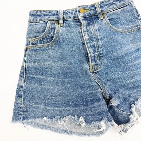 Rolla’s Original Short High Rise Cut Off Medium Juliet Wash Blue Denim Shorts - Image 6