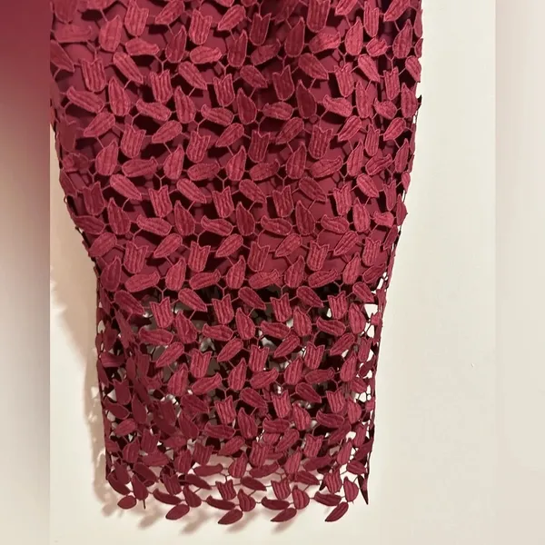 Bardot Gemma Leaf embroidered burgundy dress halter top x Revolve - Image 6