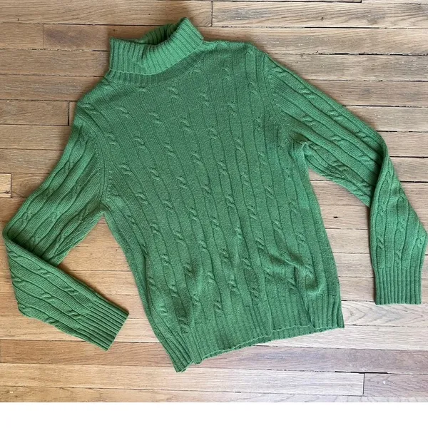 Merona Grass Green Cable Knit Turtleneck Sweater Size XL - Image 2