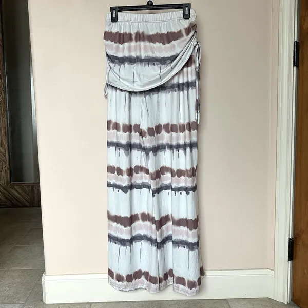 Wide Leg Pants W/Skirt Women’s XL Tie Dye Side Cinch Resort Vaca Ready Boho - Image 3