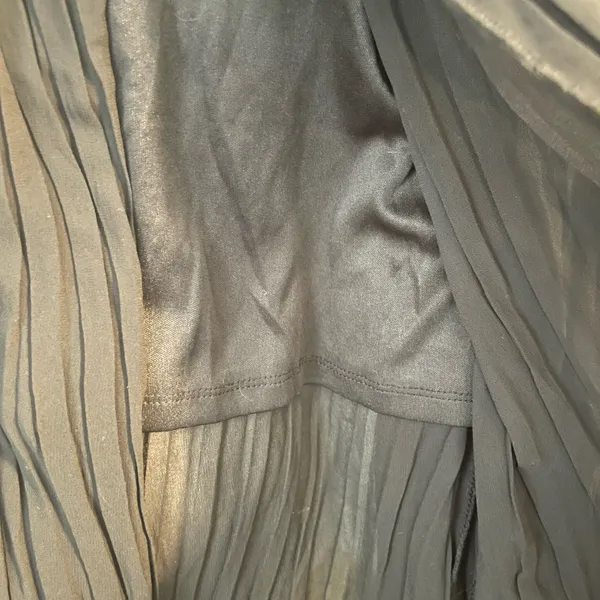 Pleated double slits flowing sheer maxi skirt Black - Image 3