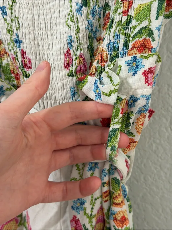 Farm Rio Tropical Romance Floral Linen Blend Romper Size Large - Image 6