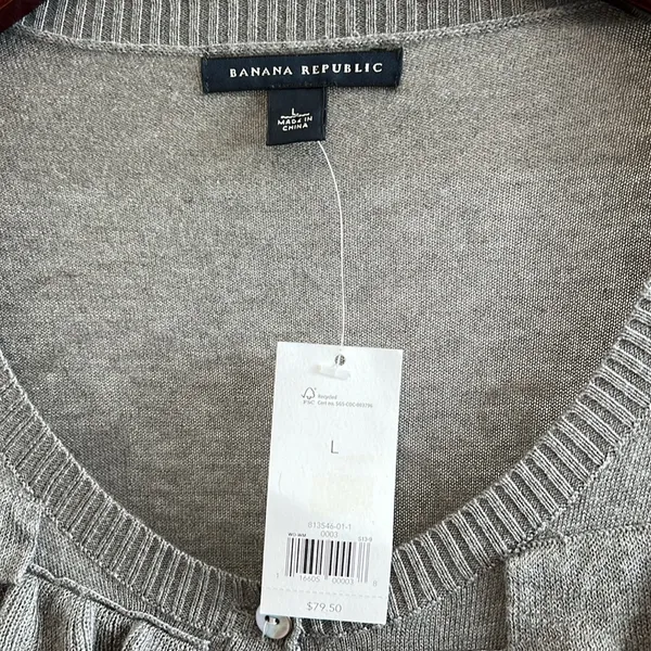NWT Banana Republic Silk Blend Summer Lightweight Ruffle Cardigan Sweater Top, L - Image 3
