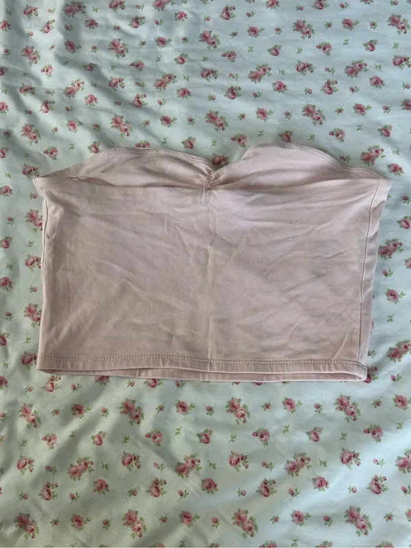 GARAGE Strapless Ruched Bandeau Top - Light Blush - Image 4