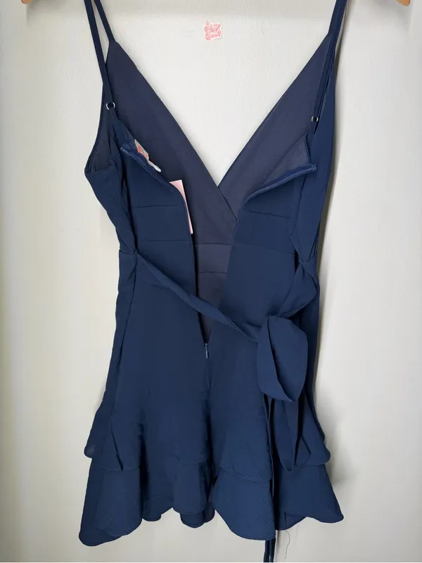 NEW Showpo Feels Like Love Dress Navy Ruffle Mini‎ Cocktail Wedding Guest Party - Image 7