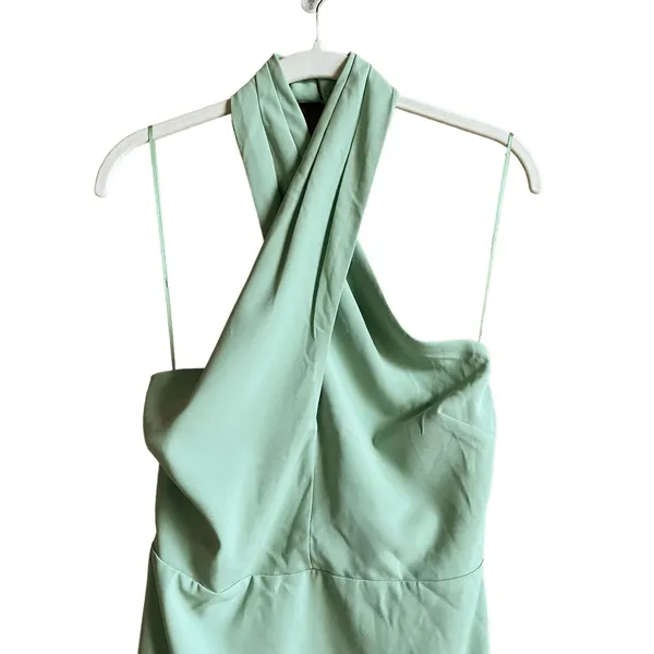 Astr Jodie Dress Mint Size Medium Asymmetrical Crisscross Strap Keyhole Wedding - Image 4