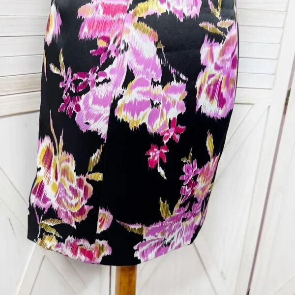 Cache Abstract Floral Cage Front Sleeveless Sheath Dress Black‎ Pink 12 - Image 6