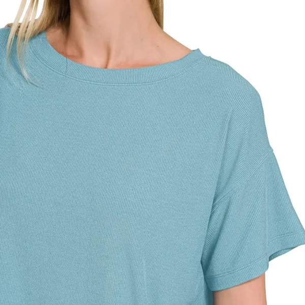 ✨NWT Zenana Ribbed Round-Neck‎ Crop T-Shirt - Image 3