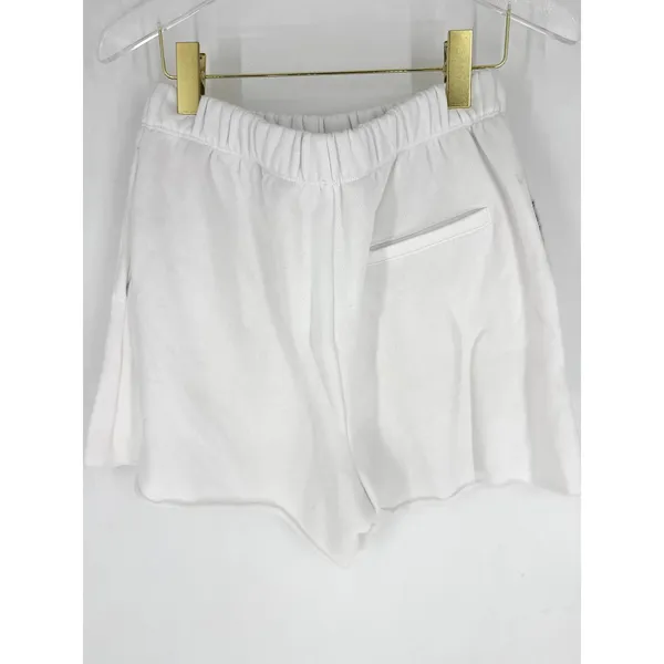 Aerie Womens White Fleece Lounge Shorts Elastic Waist Raw Hem Size Medium - Image 4