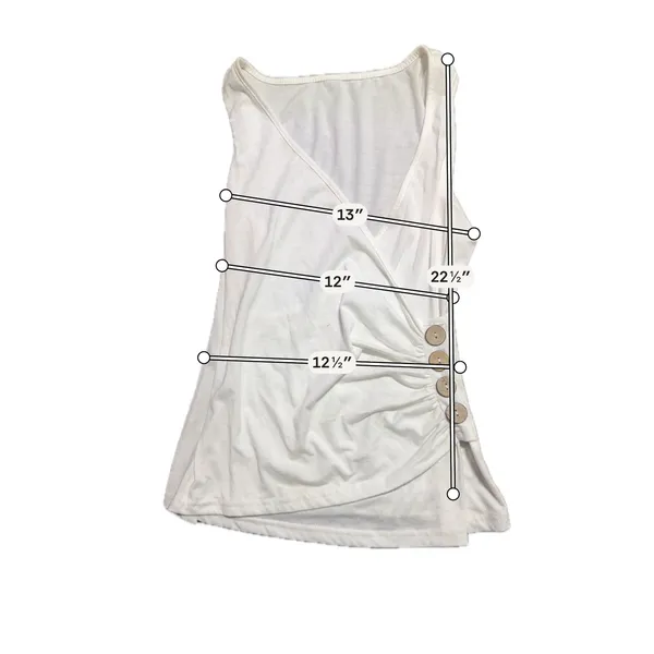 Shein Women White Sleeveless Surplice V-Neck Side Button Ruched Wrap Top Small‎ - Image 3
