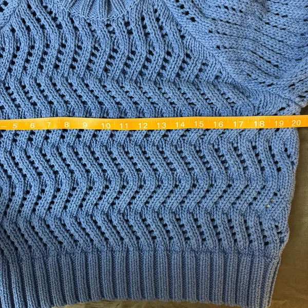 American eagle AE blue crochet Crewneck sweater pullover size medium - Image 9