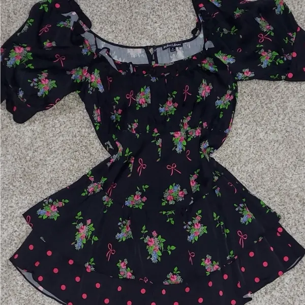 For Love and Lemons Ruffle tiered Wilson black polka dot mini dress Medium - Image 4