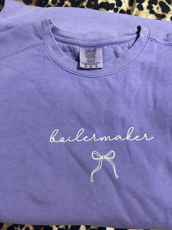 Comfort Colors Lavender Crewneck Sweatshirt with Script Bow - Image 4