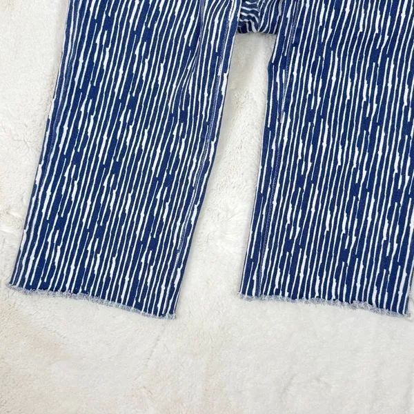 Princess Polly Danica Jeans Womens 0‎ Blue White Painted Stripe Crop Straight - Image 6