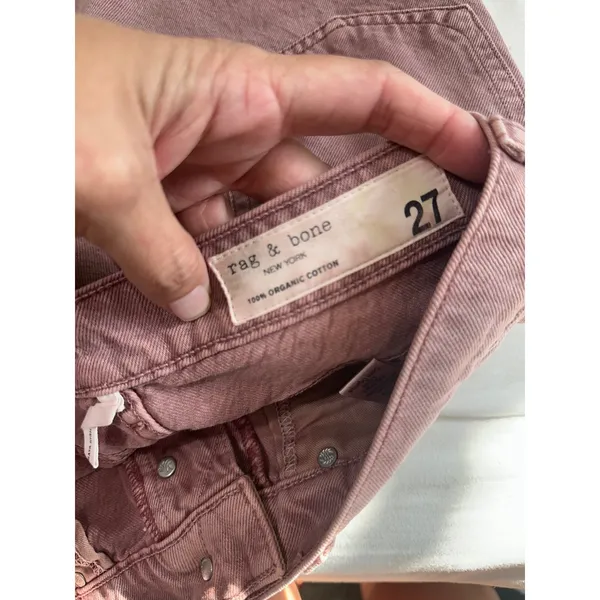 Rag & Bone Maya High-Rise Shorty Short Light Plum Organic Cotton Size 27 - Image 11