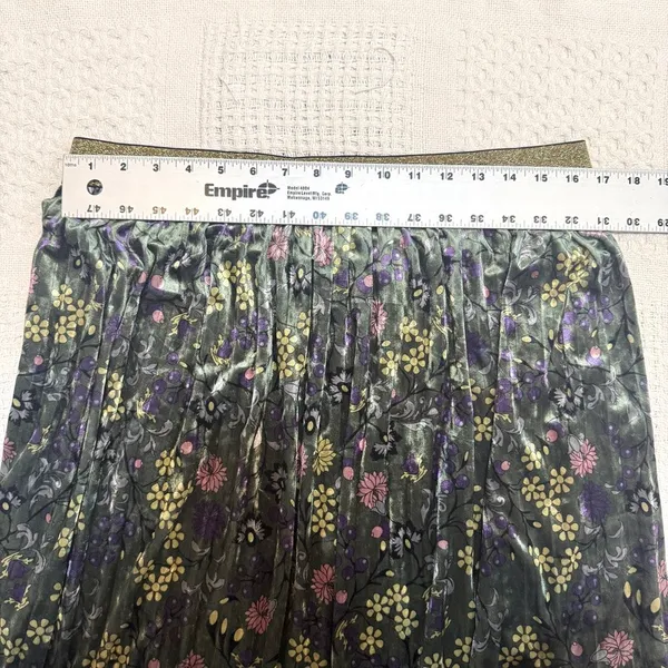 ModCloth XL floral velvet pleated midi swing skirt SK2 3642 - Image 3