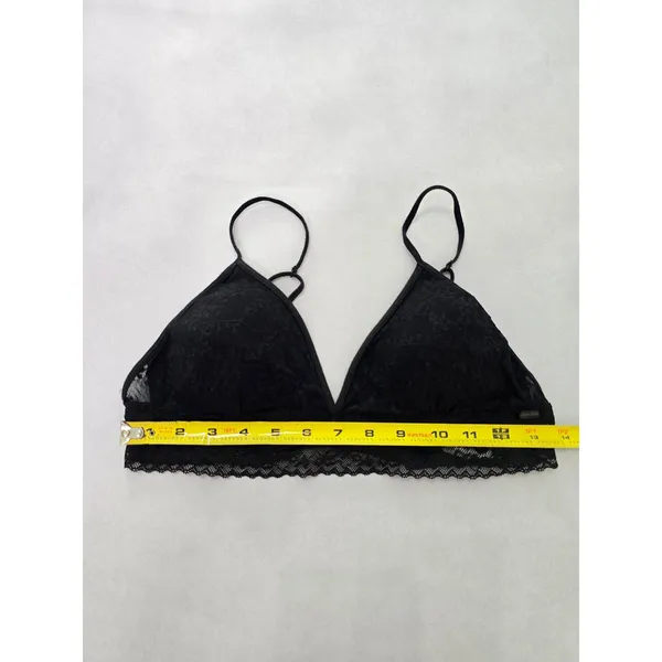 CK Black Romantic Boudoir Bridal Cottage Lingerie Feminine Floral Lace Bra Large - Image 5