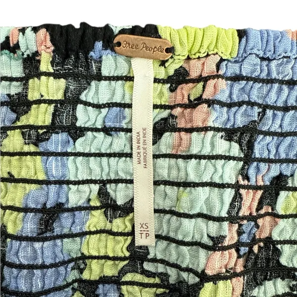 Free People Smocked Floral Puff Sleeve Top‎ XS – Square Neck Black Multicolor - Image 11