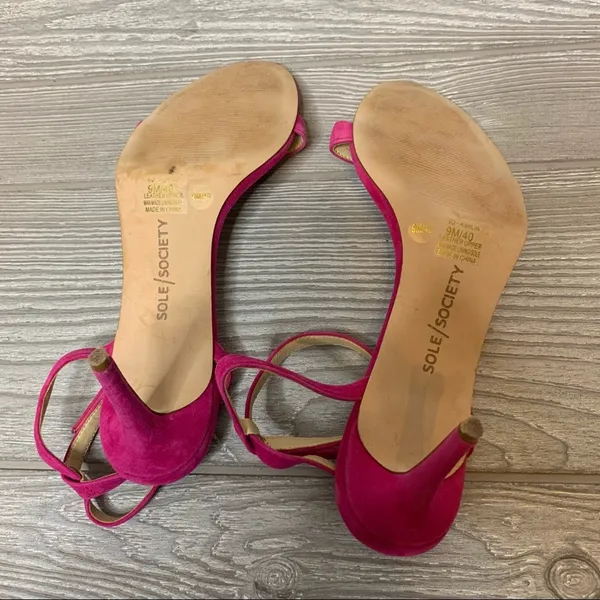 Sole society pink suede floral strappy‎ heels - Image 3