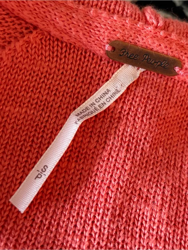Free People Optimistic Linen Blend Hoodie Pullover Orange Sweater - Image 6