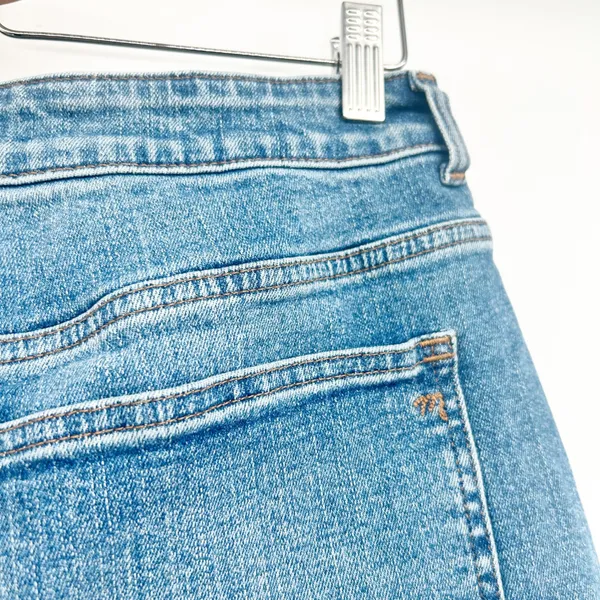 Madewell Womens Curvy Flared Wide-Leg Jeans Boho Raw‎ Hem DM7401 Blue Size 31 - Image 8