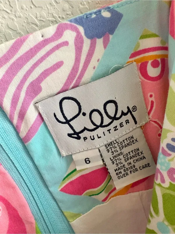 VTG Lilly Pulitzer Sleeveless Lined Multicolored Floral Check V Neck Dress Sz 6 - Image 4