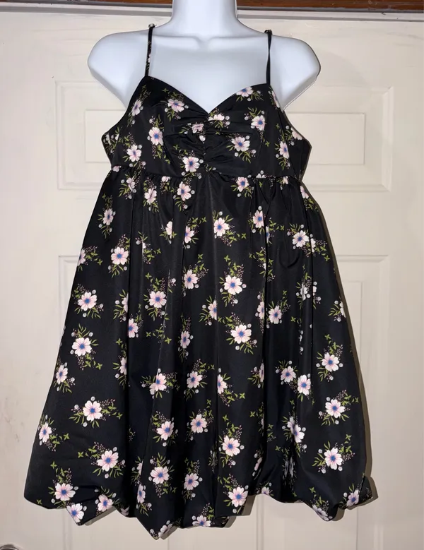 Free People in A Bubble Mini Dress in Black Floral size S - Image 3