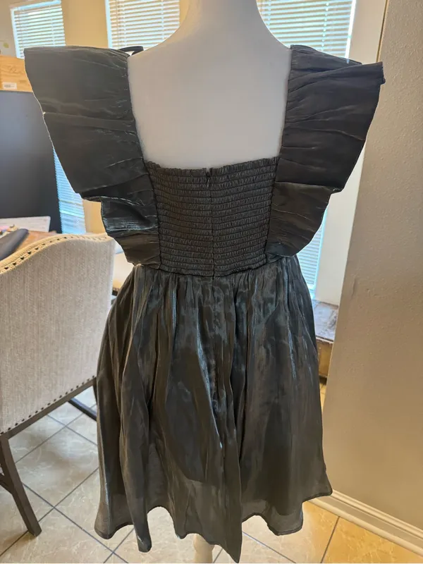Entro metallic gunmetal silver hoco party dress - Image 4