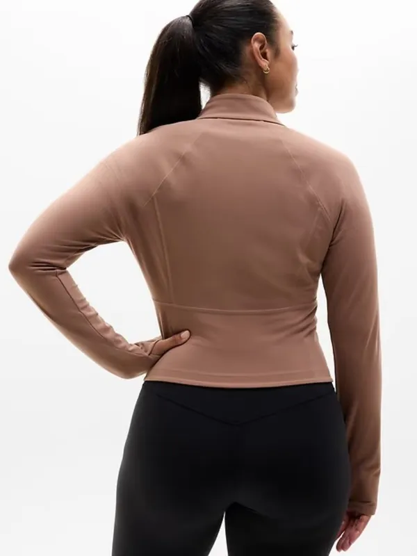 New Athleta S Salutation Crop Jacket Auburn Brown Small Regular - Image 5