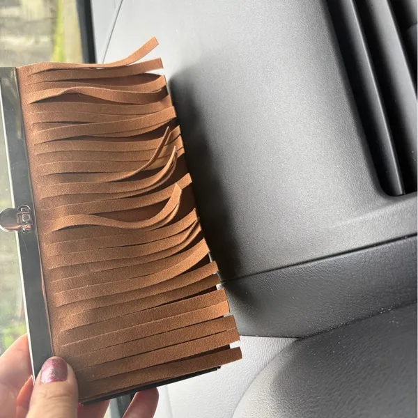 Fringed Tan Clutch Wallet Brown - Image 3