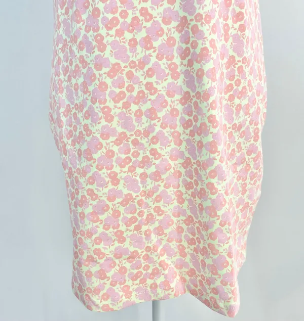 New Floral Print Knit Tube Dress Strapless Mini Green Pink - Image 8